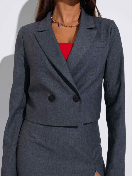 Жакет женский укороченный из вискозы, темно-серый