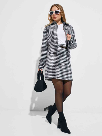 Куртка-рубашка женская из твида, черно-белая