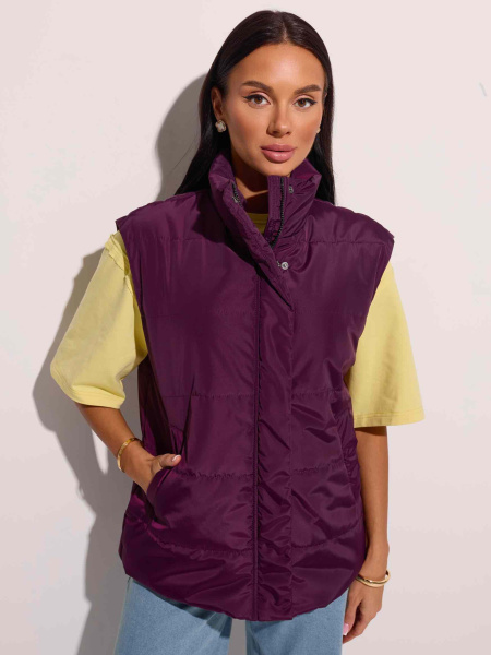 Жилет женский утепленный прямого кроя, черничный