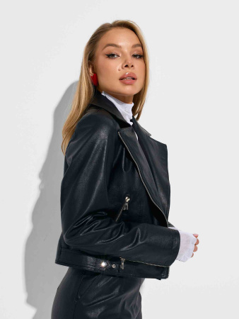 Куртка женская из эко-кожи, черная