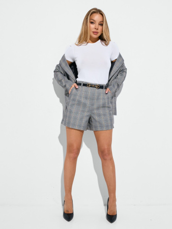 Шорты женские в клетку, серые