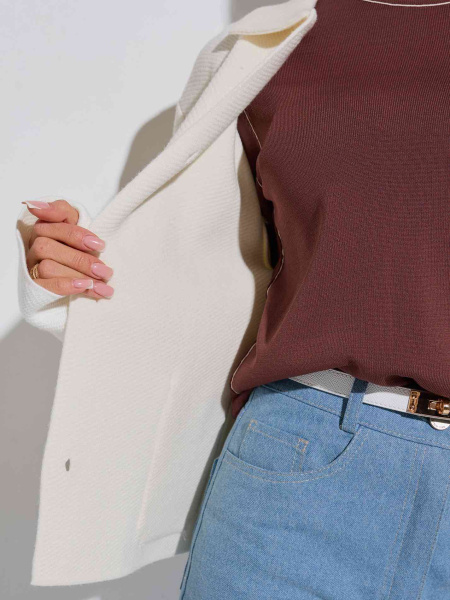 Жакет трикотажный укороченный, белый