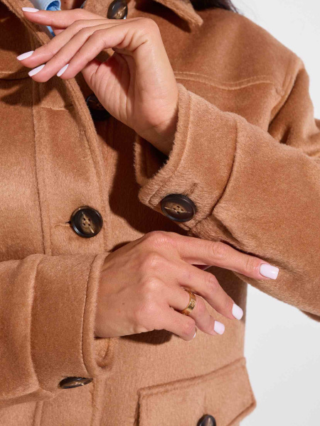 Куртка-рубашка утепленная из пальтовой ткани, кэмел 