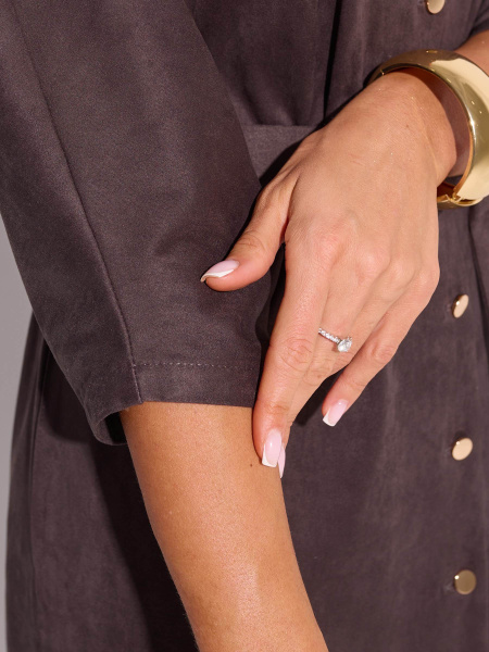 Платье-миди с поясом, темно-серое