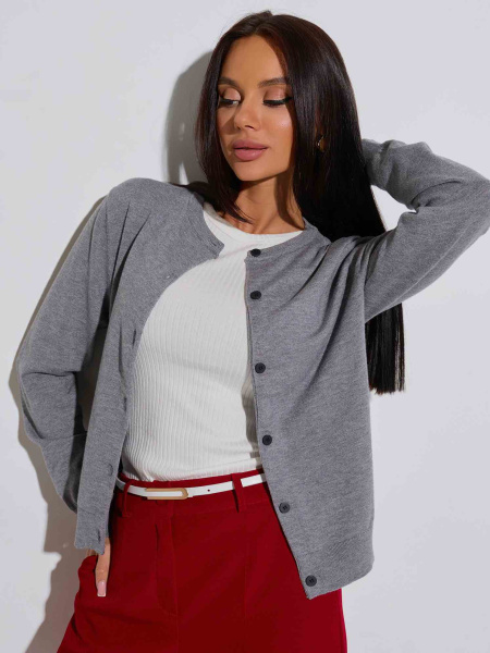 Кардиган с круглой горловиной, серый