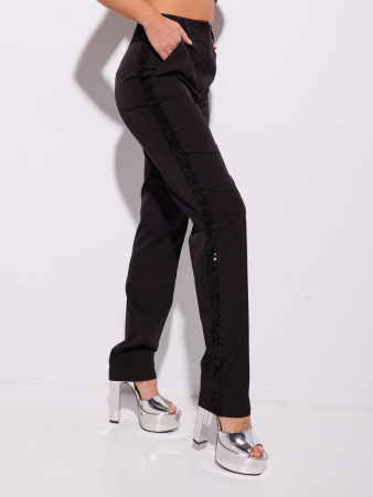 Брюки женские зауженные с лампасами из пайеток