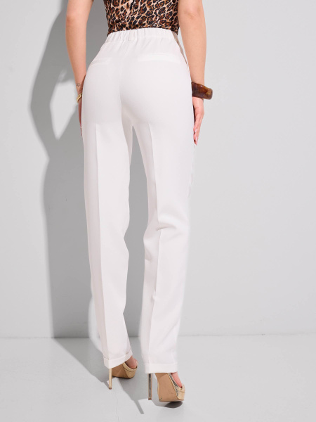 Брюки женские классические с резинкой в поясе, белые