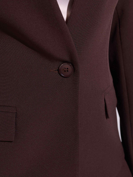 Жакет женский приталенный с воротником-стойкой, горький шоколад 