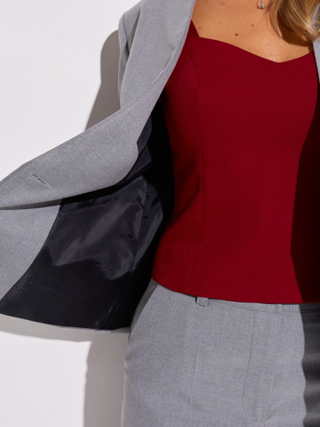 Жакет женский приталенный из вискозы, теплый серый 