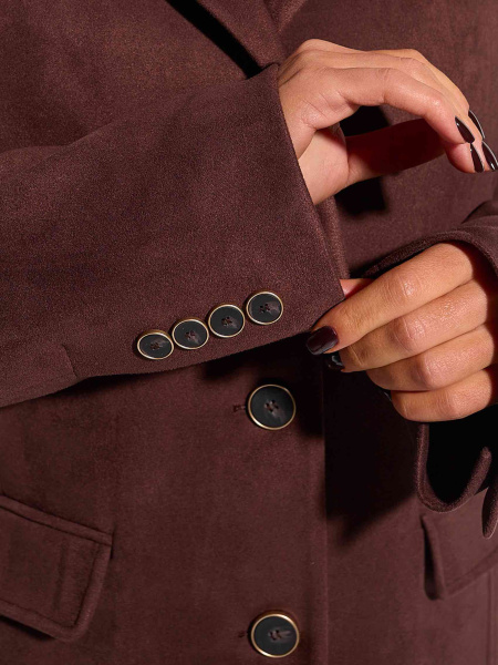 Жакет оверсайз из экозамши, горький шоколад 