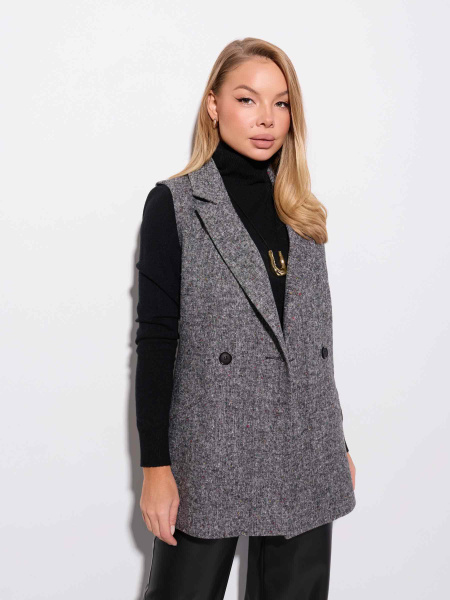 Жилет женский удлиненный двубортный из твида