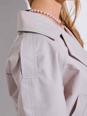 Женский укороченый тренч, серый