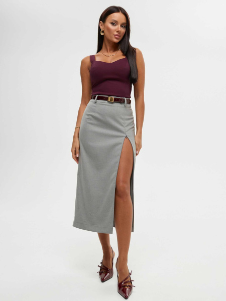 Юбка-миди классическая с разрезом на молнии