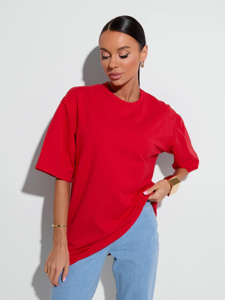 Футболка женская оверсайз, красная