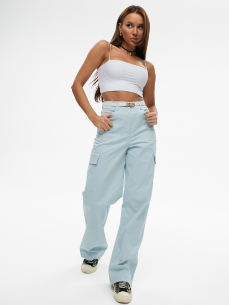 Брюки-карго женские, голубые