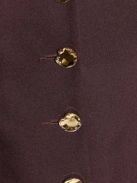 Жакет приталенный из вискозы с акцентными пуговицами, горький шоколад 