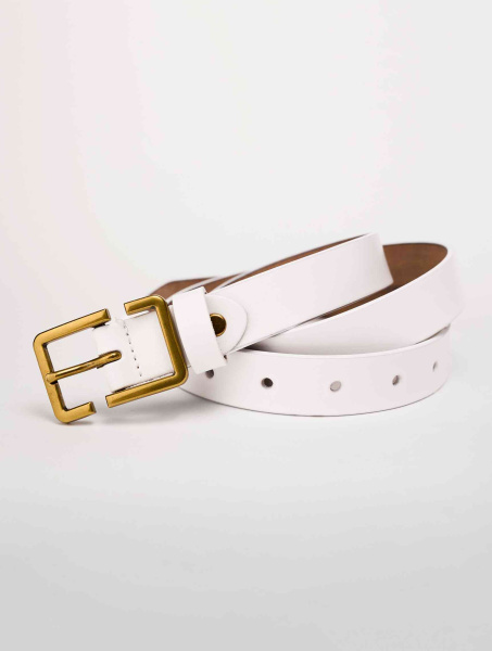 Ремень из натуральной кожи классический, белый