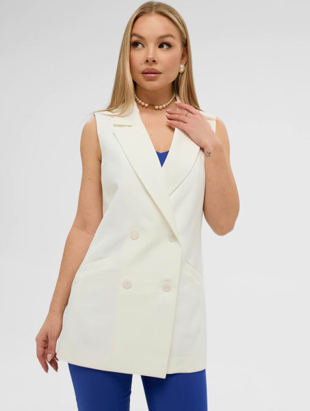 Жилет женский удлиненный двубортный, белый