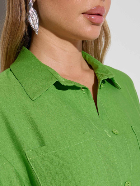 Рубашка женская с накладными карманами из вискозы, лайм