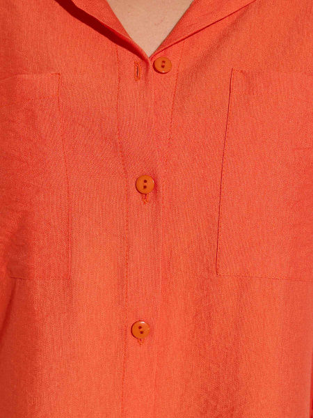 Рубашка женская с накладными карманами из вискозы, оранжевая
