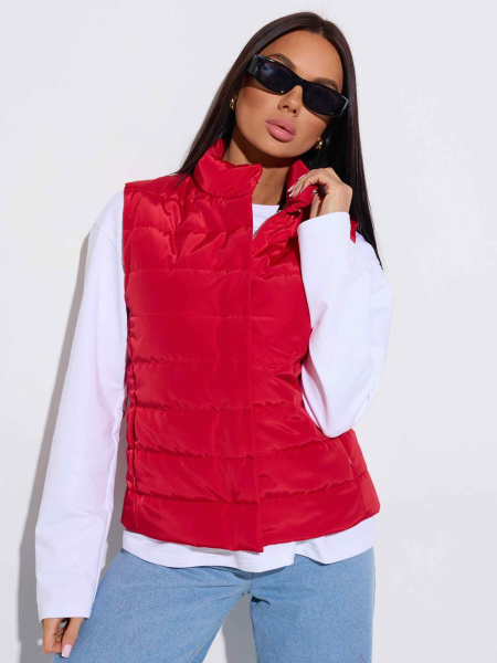 Жилет женский утепленный стеганый, красный