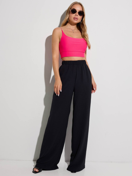 Брюки-палаццо женские на резинке, черные