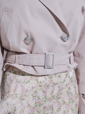 Женский укороченый тренч, серый