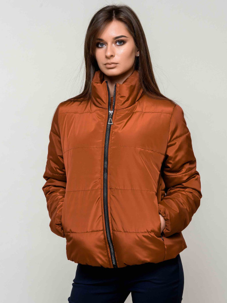 Куртка женская короткая, терракотовая