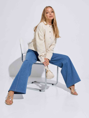 Бомбер женский из твида, золотисто-бежевый