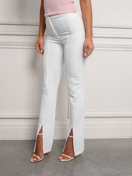 Брюки женские классические с разрезами спереди, белые
