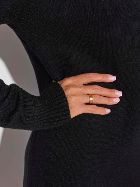 Платье трикотажное оверсайз, черно-серое