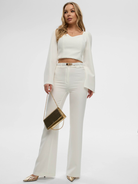 Брюки клеш женские классические, белые