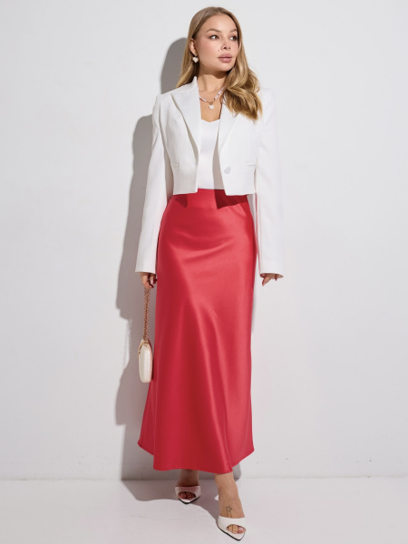 Атласная юбка-макси, красный