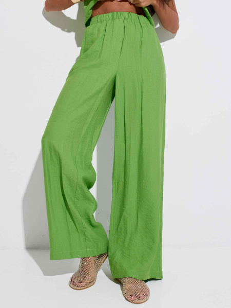 Брюки-палаццо женские из вискозы на резинке, лайм