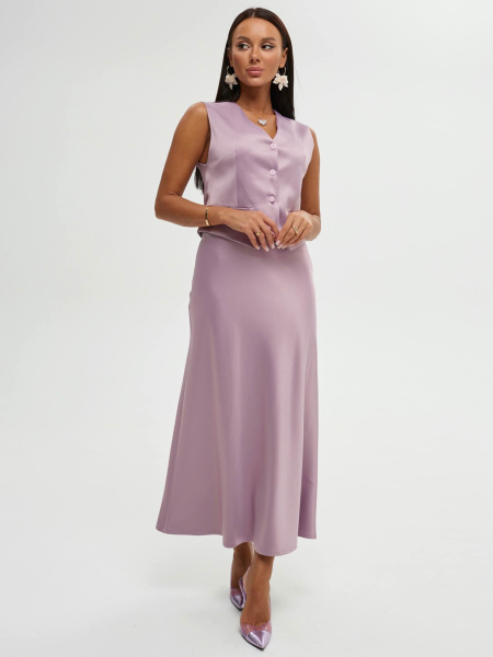 Атласная юбка-макси, сиреневая