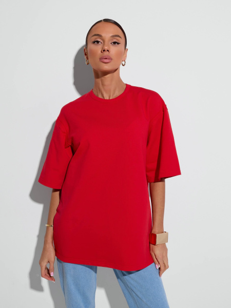 Футболка женская оверсайз, красная