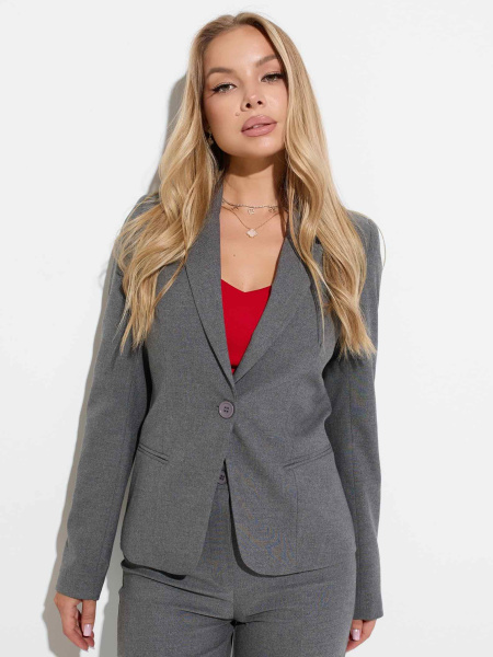 Женский приталенный жакет из поливискозы, серый