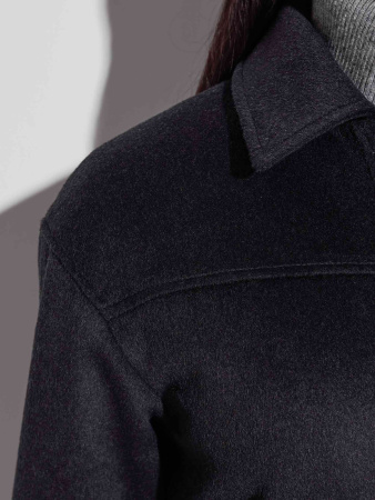 Куртка-рубашка утепленная из пальтовой ткани, черная