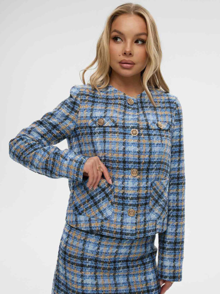 Женский жакет из твида в клетку Женский жакет из твида в клетку