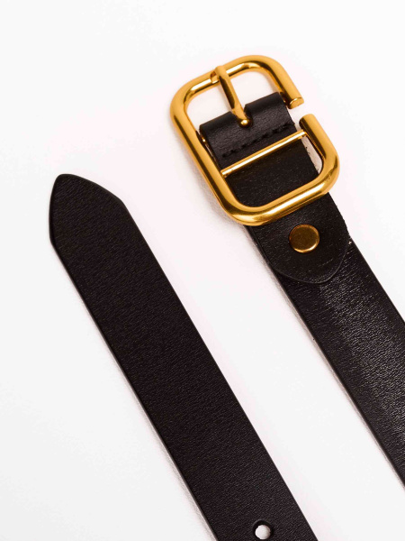 Ремень классический из натуральной кожи, черный