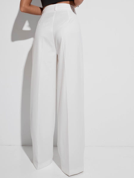 Брюки-палаццо женские из вискозы с защипами, белые
