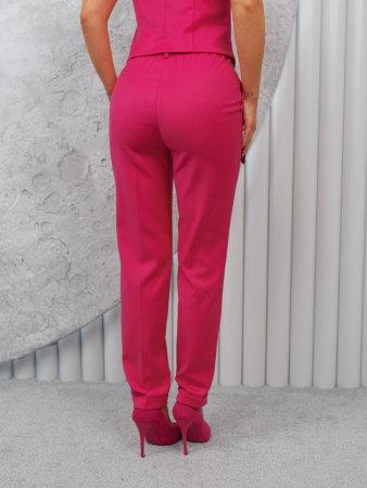 Брюки женские прямые с отворотами из вискозы, фуксия