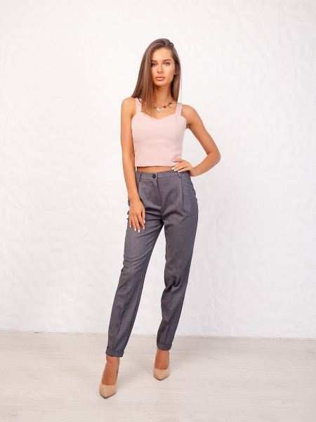 Брюки офисные из вискозы, темно-серые