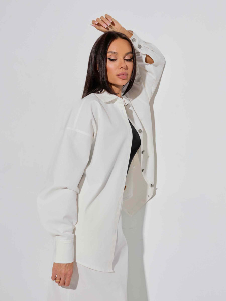 Куртка-рубашка оверсайз удлиненная, белая