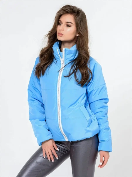 Куртка женская короткая демисезонная, голубая