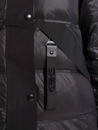 Женский пуховик с капюшоном, черное золото