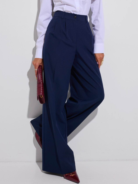 Брюки-палаццо женские с высокой посадкой, темно-синие