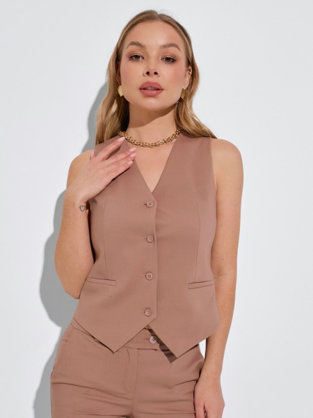 Жилет женский классический из хлопка, кофейный