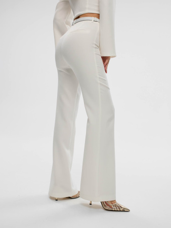 Брюки клеш женские классические, белые