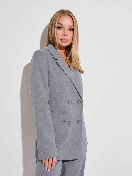 Женский жакет двубортный из вискозы, теплый серый